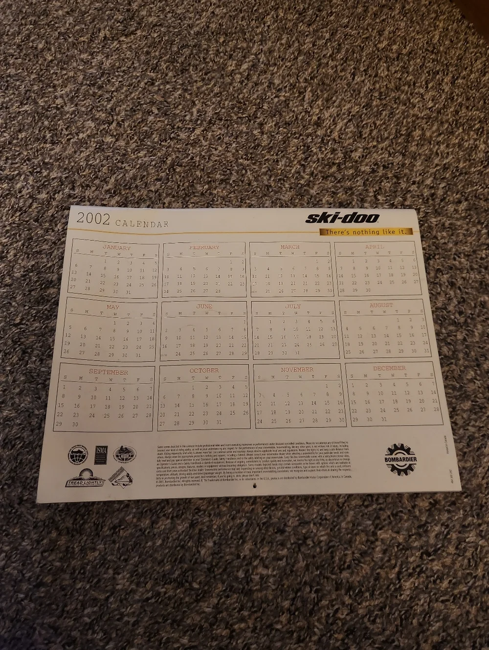 2001 - 2002 Ski-Doo Bombardier Snowmobile Calendar